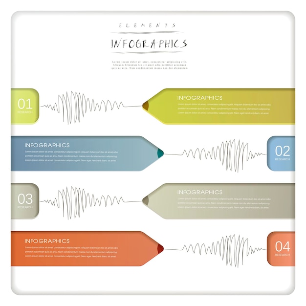 Creative paper pencil bar chart infographic elements template