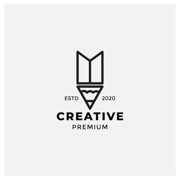 Vector creative pencil or ballpoint modern line logo design