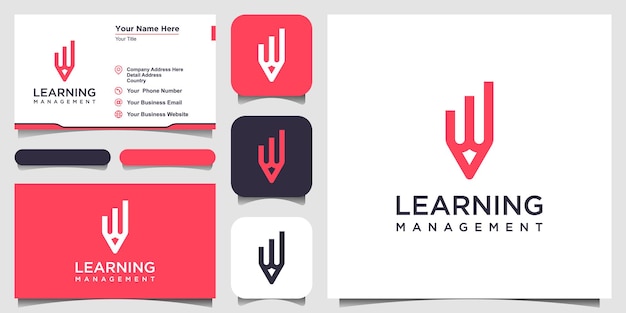 Creative pencil with data concept logo design inspiration. and business card design