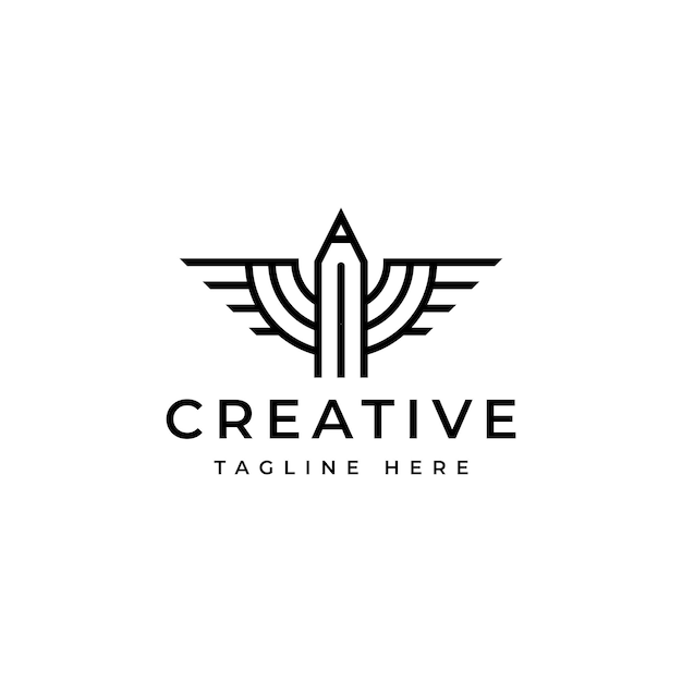 Creative pencil with wings logo design