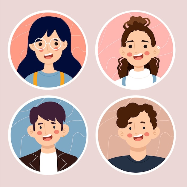 Creative people avatar stickers illustration