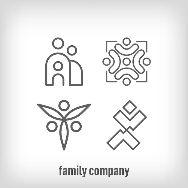 Vector creative people company logo uniquely designed linear transitions society family and cooperation