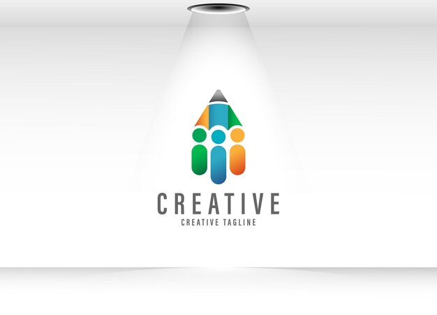 Creative people logo with pencil as a human diversity concept vector human diversity logo vector idea