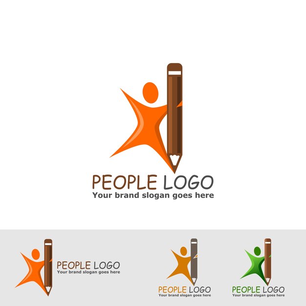 Persone creative con logo matita