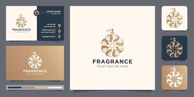 Creative perfume logo template with business card design inspiration.