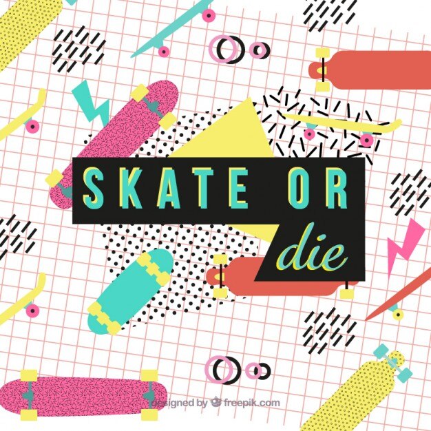 Creative phrase of skate on a memphis background