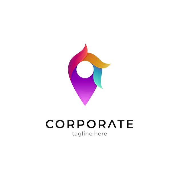 Creative pin point logo with multiple gradient colors