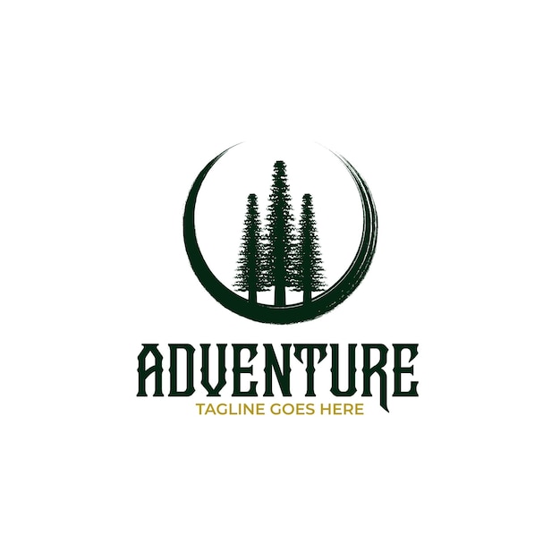 Creative pines tree outdoor adventure camp Forest vintage retro rustic hipster logo design illustration idea