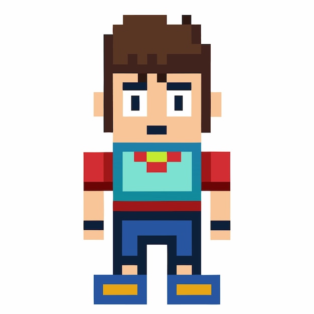 ベクターアートスタイルのクリエイティブなピクセル文字と要素