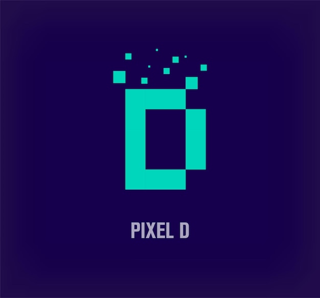 Creative pixel letter D logo Unique digital pixel art and pixel explosion template vector