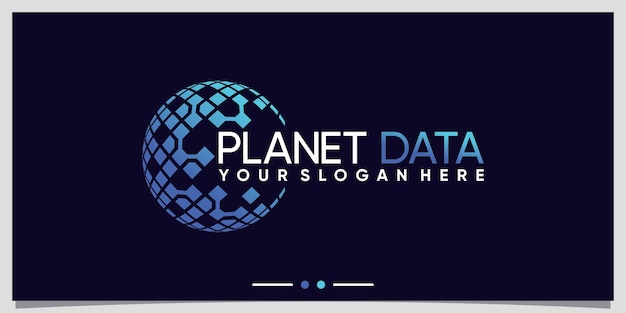 Дизайн логотипа creative planet для информационных технологий с креативной концепцией premium векторы