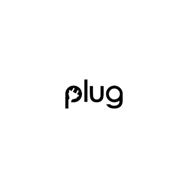 Логотип вектора Creative Plug Типографская иконка символа Plug