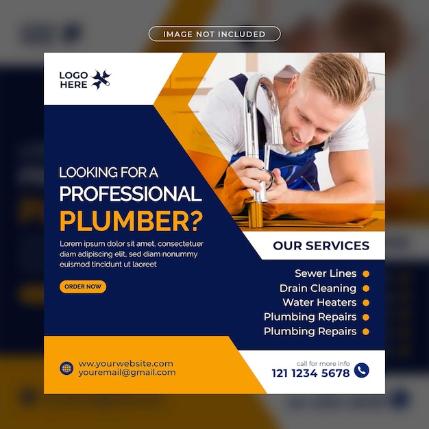 Creative plumbing service social media post Template