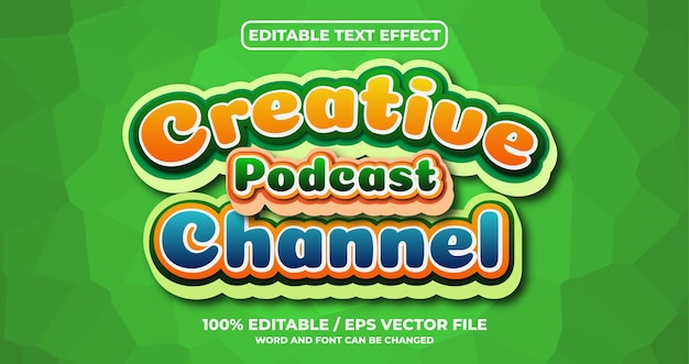 Effetto testo modificabile canale podcast creativo