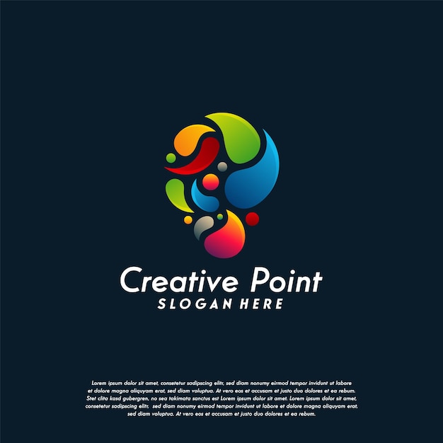 Vettore concetto di design del logo creative point, simbolo del logo colorful place