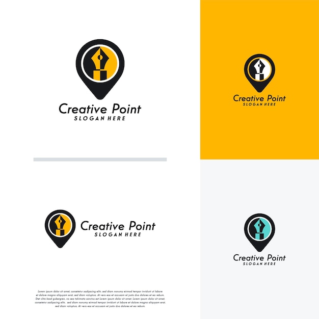 Modello di design logo creative point, modello di logo creative place, logo art pin