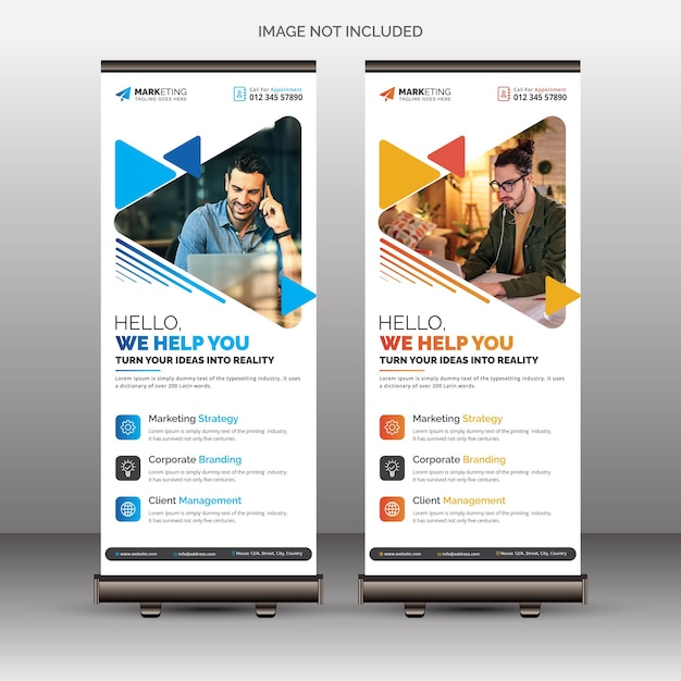 クリエイティブポリゴンカラフルな企業ビジネスロールアップバナースタンディーXバナーテンプレートレイアウト