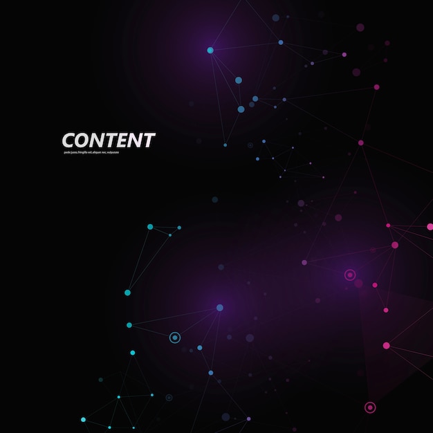 Vector creative polygonal dark background with connecting dots and lines