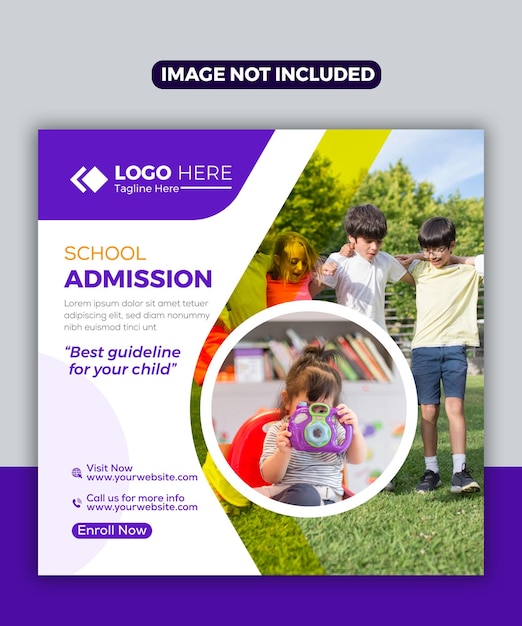 Creative post banner school admission template instagram