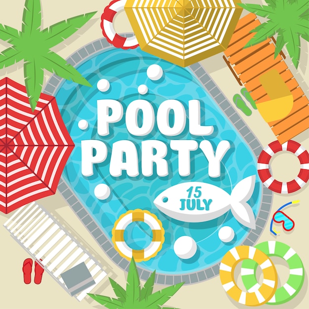 Creative  postcard inviting for pool party