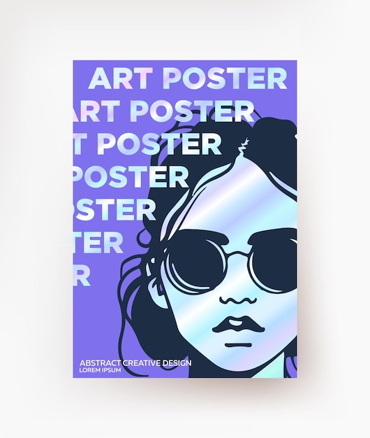 Вектор Творческий плакат девочка с жемчужным градиентом