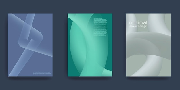 Creative posters set with Gradient shapes compositionWavy shape with gradient color