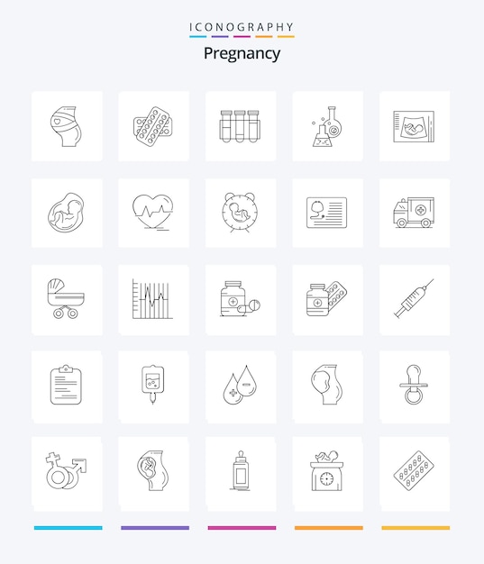 Creative Pregnancy 25 OutLine icon pack Such As lab blood drugs laboratory tube