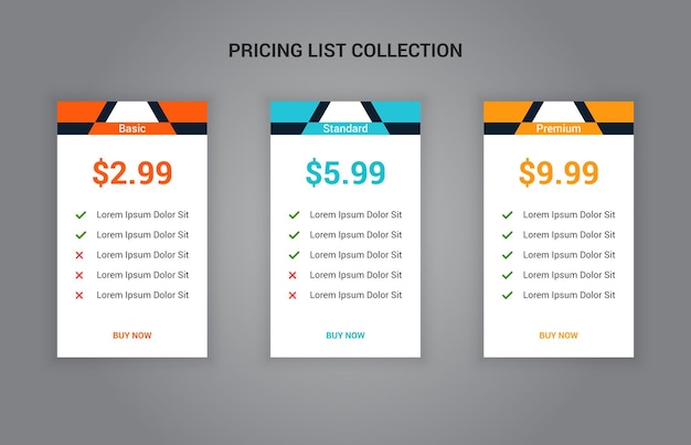 Vector creative pricing table or subscription plan template design
