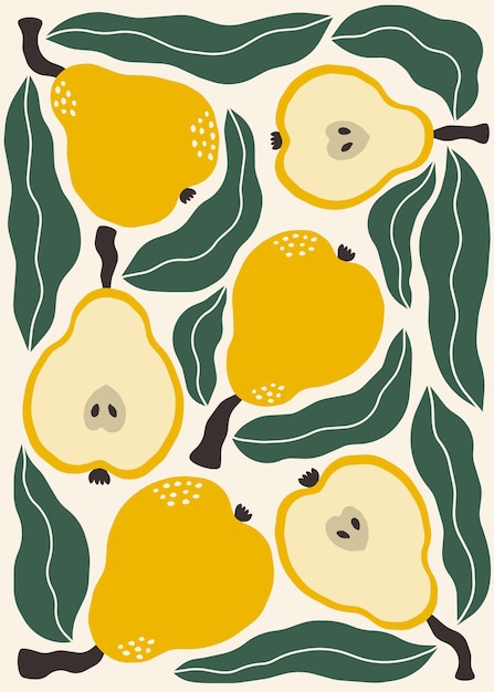 Creative print of pears and pear halves