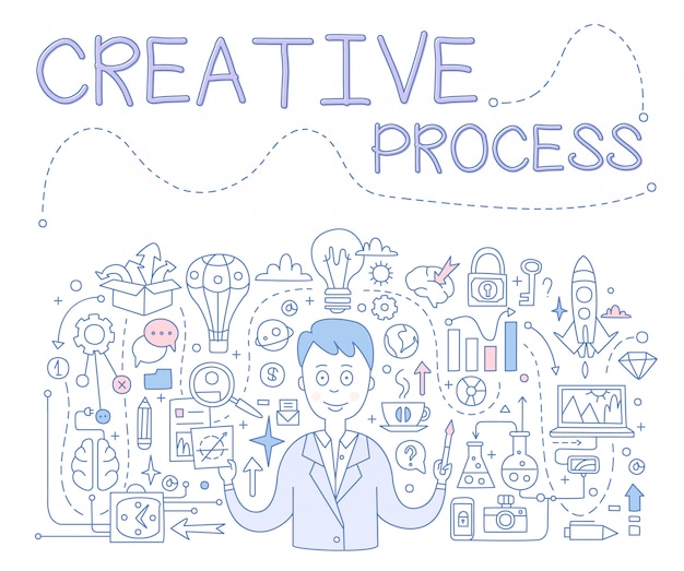 Processo creativo, illustrazione disegnata a mano