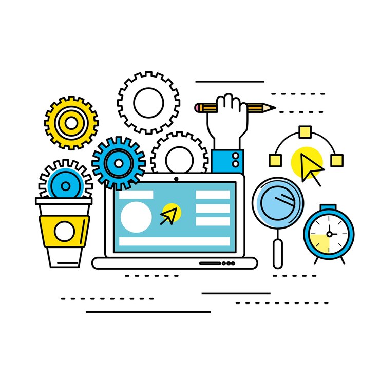 Vector creative process with ideas icons design