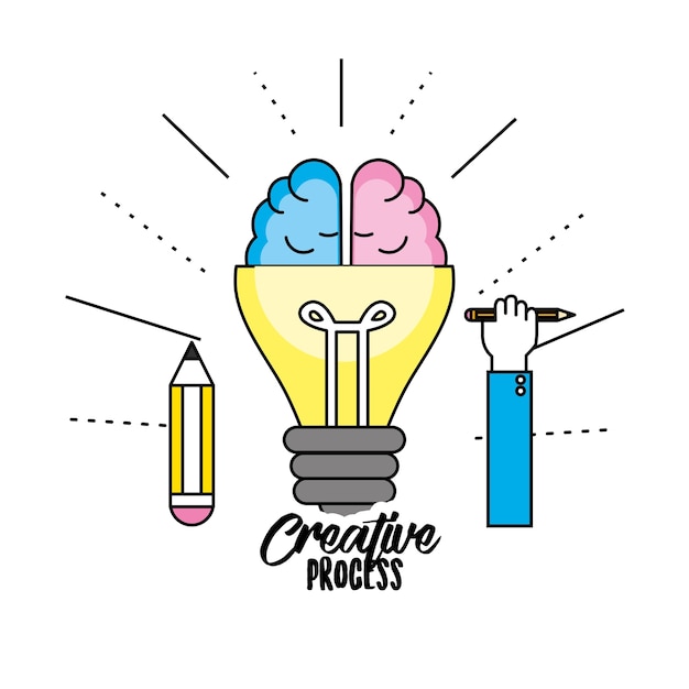 creative process with ideas icons design