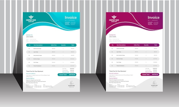 Creative and professional business invoice template