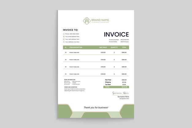 Creative and professional invoice template