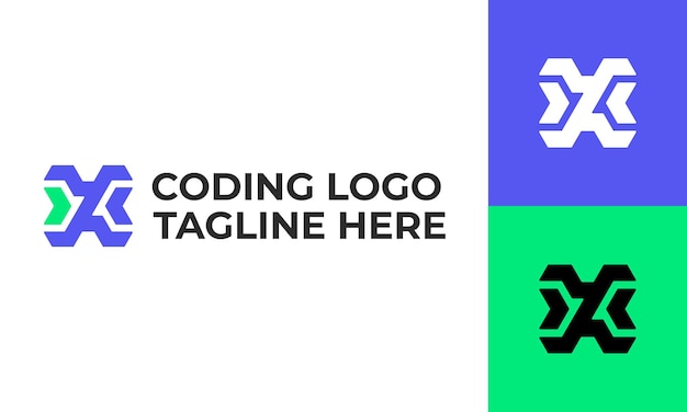 creative professional letter x logo design coding programming concept logo vector