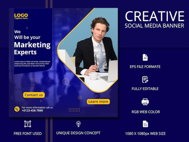 クリエイティブでプロフェッショナルなソーシャル メディアのバナー デザイン