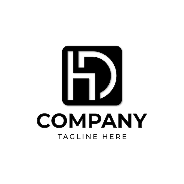 Creative professional trendy letter hd hc logo design in colore bianco e nero logo icona alfabeto iniziale