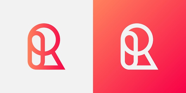 R creative logo progetta concetti minimalisti con gradienti