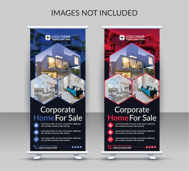 creative real estate agency roll up banner design