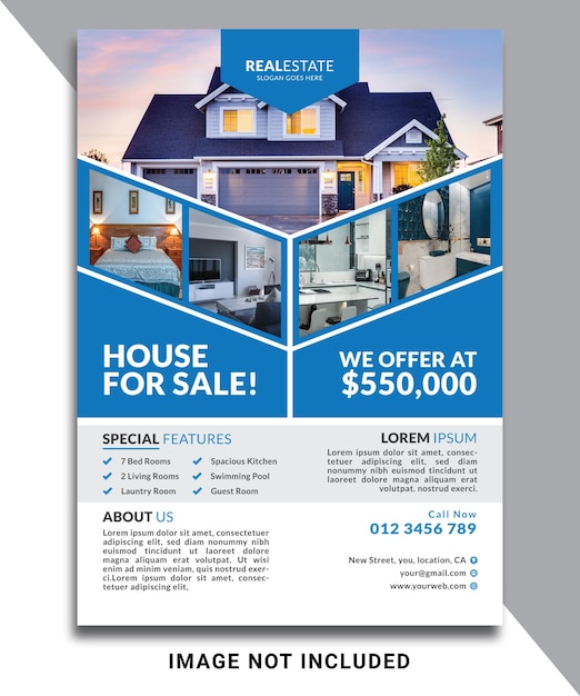 Vector creative real estate flyer design template