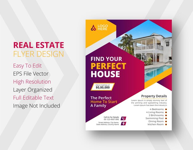 Vector creative real estate home sale business  flyer  design