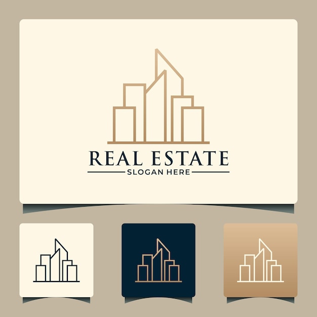 Creative real estate logo design line art style, real estate, buildings etc