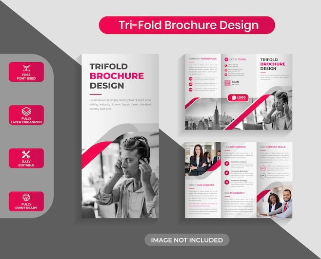 Creative red business trifold brochure design