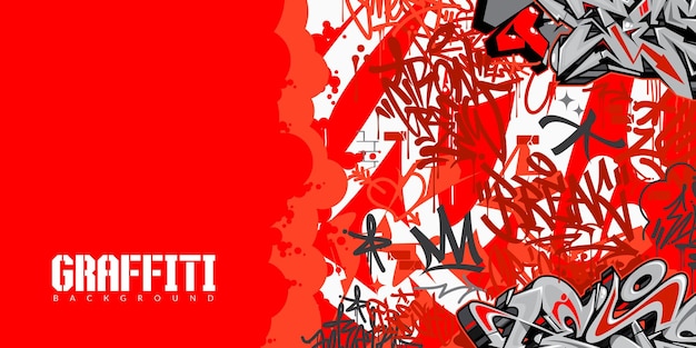 Creative red colorful abstract urban style hiphop graffiti street art vector illustration background