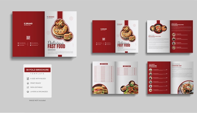 Vettore modello di progettazione di brochure creative per il servizio alimentare dei ristoranti