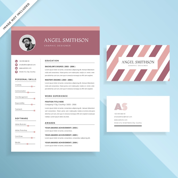 Creative resume cv and business card template design set