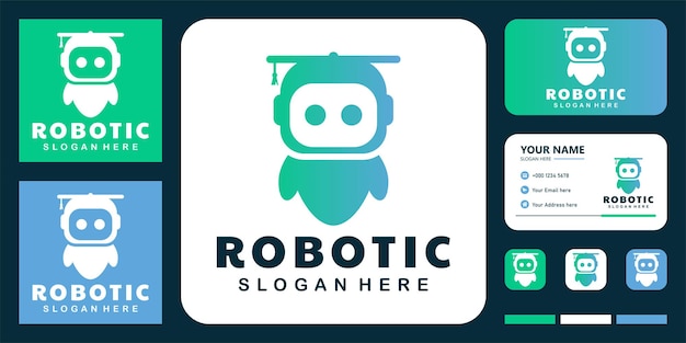 Creative robot logo with business card design