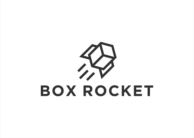 Creative Rocket Box Logo Template Design Vector