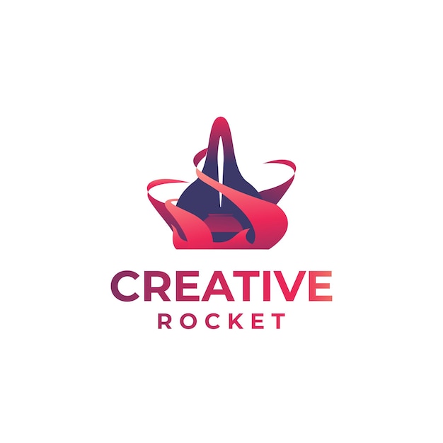 Design creativo del logo del razzo jet logo volante del razzo design gradiente razzo concetto liquido del razzo
