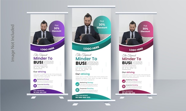 Vector creative roll up banner design template modern business rack card or dl flyer